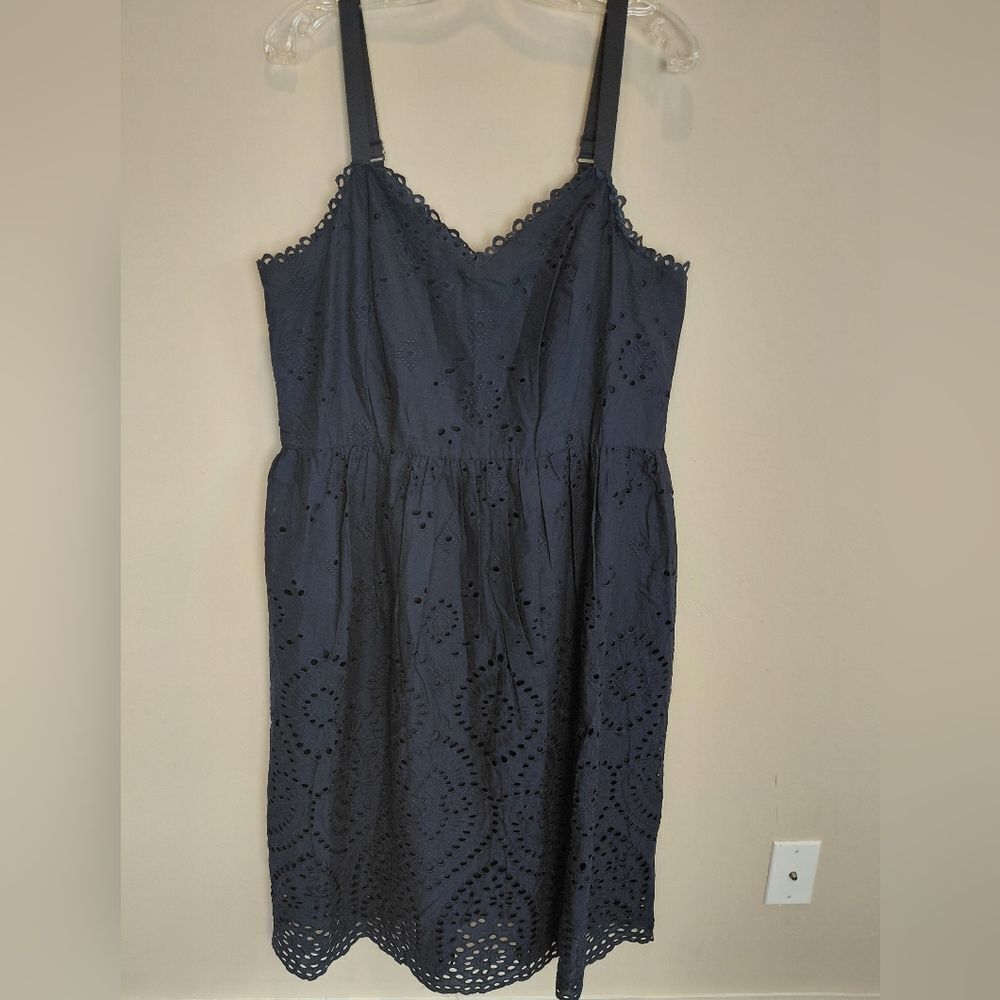 City Chic DRESS SO CROCHET Eyelet Dress Lined MINI size 18 Adjustable Straps NWT